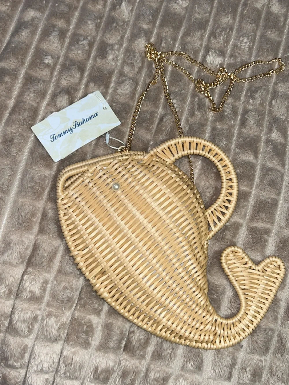 NWT Tommy Bahama Woven Whale Crossbody Bag - Natural tan